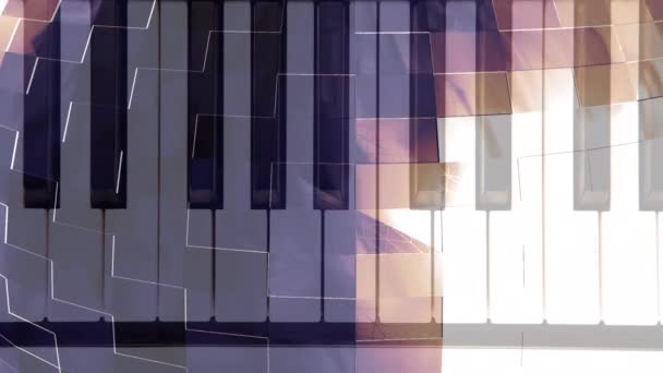 Ayna Disko Topu Etrafında Dönen Piyano Klavyesinin Animasyonu Müzik Dans — Stok video