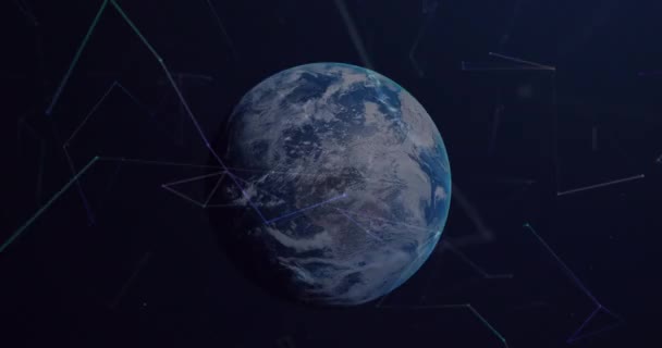 Animatie Van Gloeiend Licht Netwerken Van Verbindingen Hele Wereld Blauwe — Stockvideo