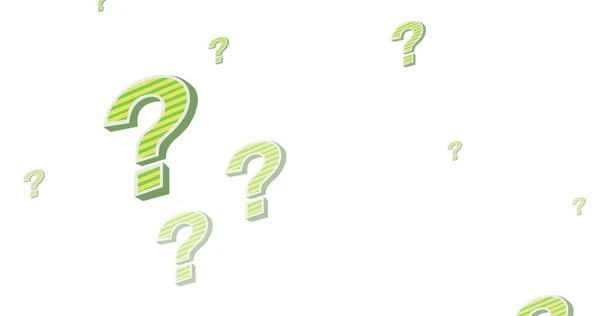 Illustration Multiple Striped Green Question Marks White Background Unknown Interpunction — Stock Photo, Image