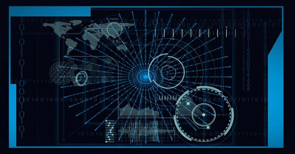 Animazione Dell Elaborazione Dei Dati Scansione Degli Scopi Mappa Del — Foto Stock