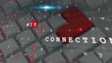 Klavye tuşlarına karşı ağ üzerinden teknoloji konsepti metinleri hesaplanıyor. bilgisayar arayüzü ve teknoloji kavramı