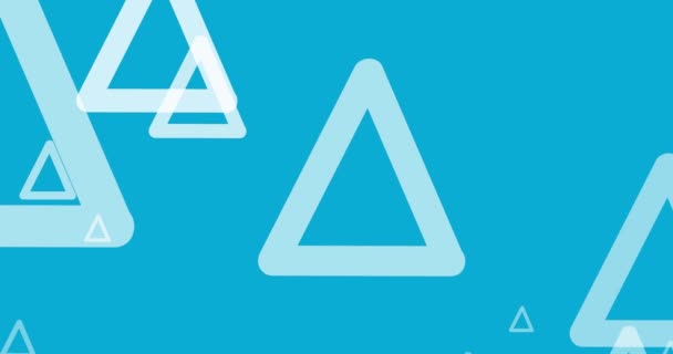Анимация Белых Треугольников Указывающих Вверх Синем Фоне Глобальные Сети Технологии — стоковое видео