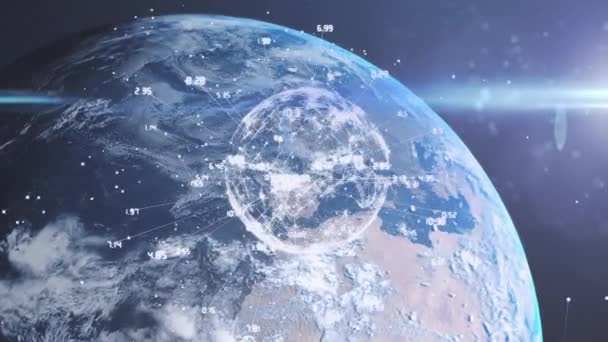 Animation Globe Réseau Connexions Sur Terre Dans Univers Sur Fond — Video