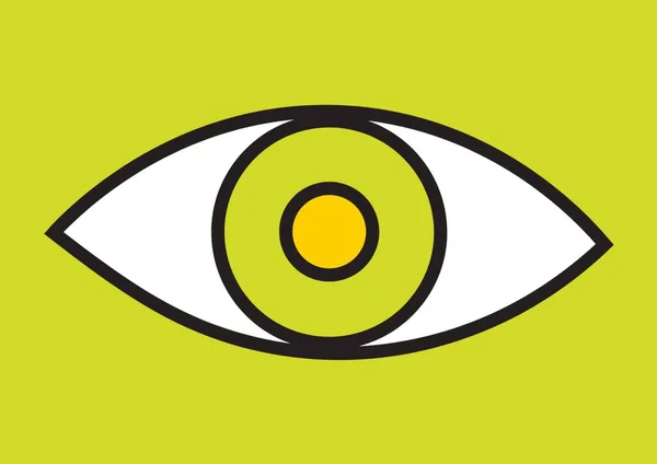 Illustration Oeil Jaune Vert Sur Fond Vert Concept Couleur Vision — Photo