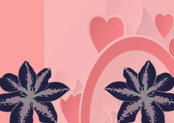 粉色背景下的粉色心形花的组成 情人节 爱情和浪漫的概念数码生成的图像 — 图库照片