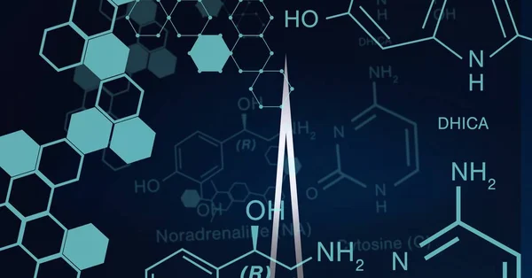 Sammansättning Medicinska Data Och Kemiska Föreningar Svart Bakgrund Global Vetenskap — Stockfoto