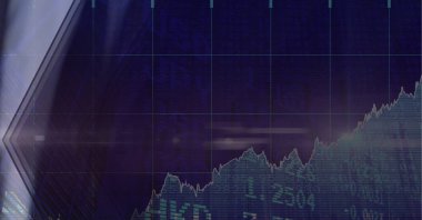 Borsa değerleri üzerinden finansal veri işleme bileşimi. küresel finans ve ticari başarı kavramı dijital olarak oluşturulmuş görüntü.