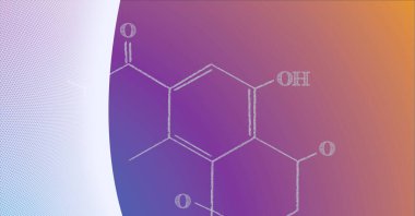 Beyaz ve eğimli arka planda beyaz kimyasal bileşiklerin bileşimi. küresel araştırma, tıp ve bilim konsepti dijital olarak üretilen görüntü.