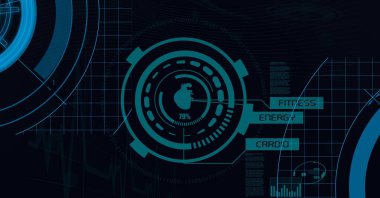 Kapsam taraması ve siyah arka planda tıbbi veri işleme bileşimi. küresel tıp, spor, teknoloji ve veri işleme kavramı dijital olarak oluşturulmuş görüntü.