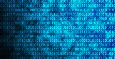 Mavi arkaplanda mavi ikili kodlama bileşimi. küresel teknoloji ve veri işleme kavramı dijital olarak oluşturulmuş görüntü.