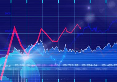 Dünya üzerinde işleyen borsa verileri ve grafikler, finans ve ekonomi kavramları. dijital olarak oluşturulmuş resim