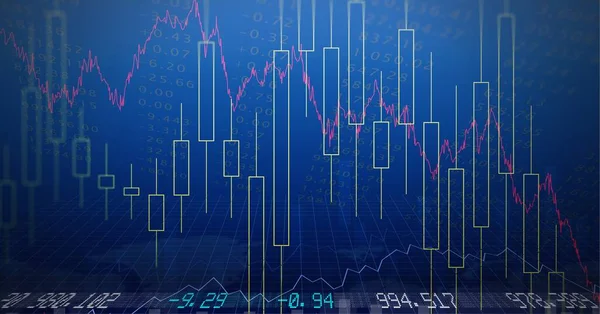 Složení Zpracování Finančních Údajů Modrém Pozadí Globální Obchodní Finanční Technologický — Stock fotografie
