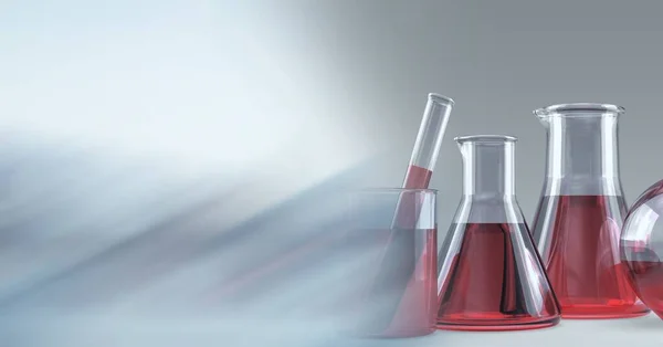 Composition Flasks Test Tubes Fluid Lab Motion Blur Science Research — Stock Photo, Image