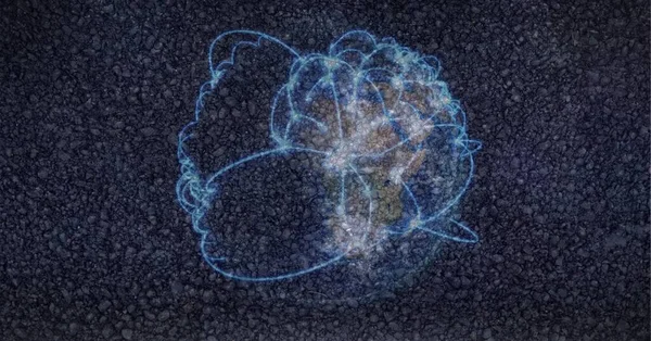 Mavi Parlak Bağlantıların Yol Yüzeyindeki Kürenin Bileşimi Küresel Çevre Sürdürülebilirlik — Stok fotoğraf