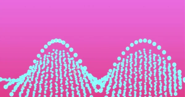 ピンクの背景に輝く青色のDna鎖の組成 遺伝学と科学の概念をデジタルで — ストック写真
