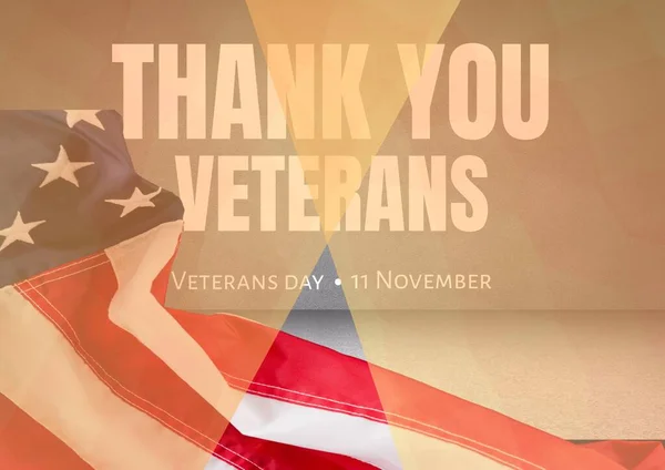 Merci Vétérans Drapeau Américain Sur Fond Gris Jour Des Vétérans — Photo