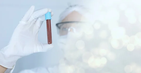 Composition Female Scientist Lab Checking Test Tube Motion Blur Science — Stock Photo, Image