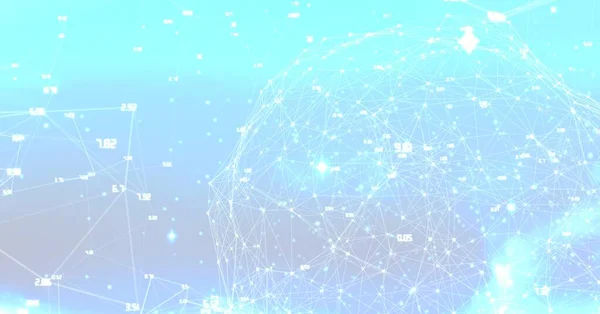 Zusammensetzung Des Netzwerks Von Verbindungen Mit Zahlen Auf Blauem Hintergrund — Stockfoto