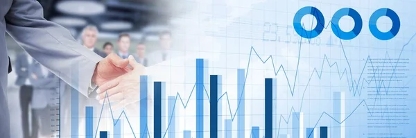 Sammansättning Finansiell Databehandling Över Affärsman Handslag Bakgrunden Global Business Finance — Stockfoto