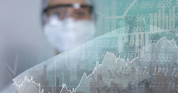 Sammansättning Medicinsk Databehandling Över Läkare Ansiktsmask Global Covid Pandemi Medicin — Stockfoto