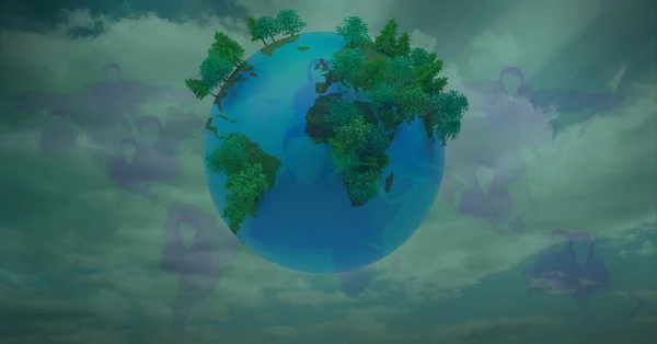 Склад Лісу Росте Планеті Земля Зеленому Тлі Навколишнє Середовище Концепція — стокове фото