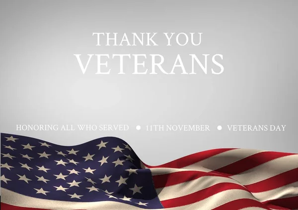 Grazie Veterani Oltre Bandiera Americana Sventolando Veterani Giorno Concetti Patriottismo — Foto Stock