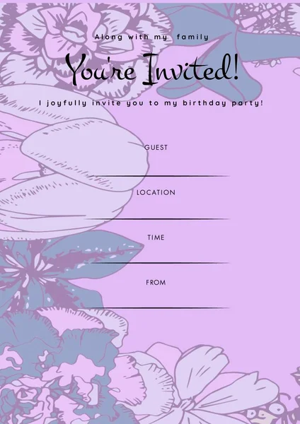 Usted Está Invitado Mensaje Negro Con Diseño Floral Invitar Con —  Fotos de Stock