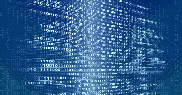 Zusammensetzung Der Verarbeitung Von Binärcodes Auf Blauem Hintergrund Datenverarbeitung Technologie — Stockfoto