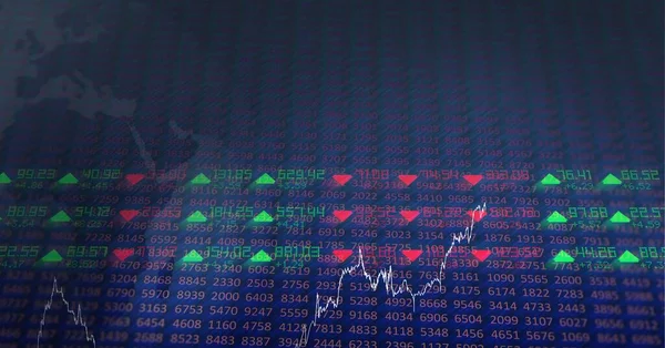 Imagem Gerada Digitalmente Processamento Dados Mercado Ações Contra Fundo Azul — Fotografia de Stock