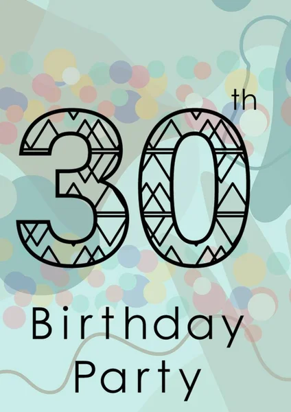 Composition 30Th Birthday Party Black Text Coloured Circles Grey Shapes — Stock Photo, Image