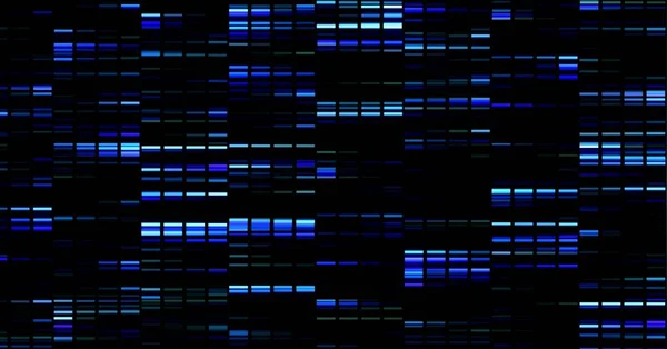 Digitales Bild Von Blauen Mosaikquadraten Auf Schwarzem Hintergrund Computerschnittstelle Und — Stockfoto