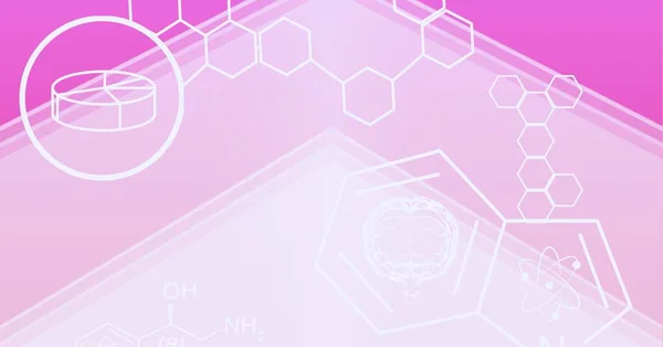 Composition White Chemical Compounds Structures White Pink Background Global Research — Stock Photo, Image