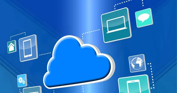 Cloud Icon Network Digital Icons Blue Background Computer Networking Cloud — Stock Photo, Image