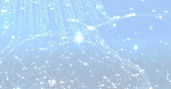Samenstelling Van Het Netwerk Van Verbindingen Blauwe Achtergrond Mondiale Verbindingen — Stockfoto