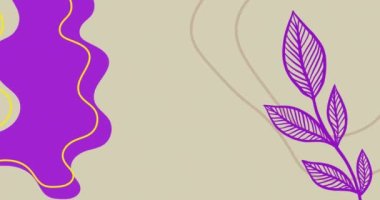 Mor ve bej arkaplandaki çiçek desenleri üzerinden% 20 indirimli metin animasyonu. Retro perakende ve tasarruf konsepti dijital olarak oluşturulmuş video.