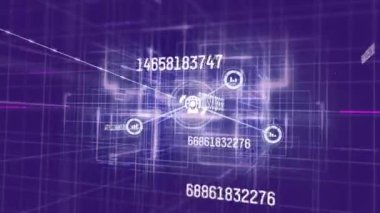 Bilimsel veri işleme üzerinden bağlantı ağının animasyonu. küresel bilim, teknoloji ve dijital arayüz kavramı dijital olarak oluşturulmuş video.