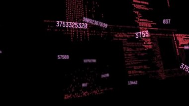 Siyah arka planda bilimsel veri işleme animasyonu. küresel bilim, teknoloji ve dijital arayüz kavramı dijital olarak oluşturulmuş video.