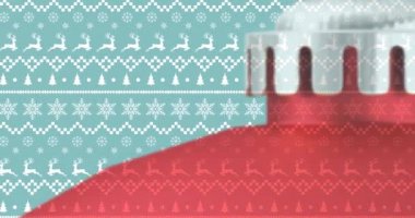 Kırmızı Noel baloncukları ve geleneksel Noel arkaplanı üzerine satış metninin animasyonu. Retro perakende, alışveriş ve tasarruf konsepti dijital olarak oluşturulmuş video.