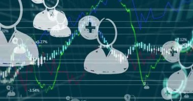 İnsanların finansal veri işleme üzerine simgelerinin canlandırılması. küresel ağ, teknoloji ve dijital arayüz kavramı dijital olarak oluşturulmuş video.