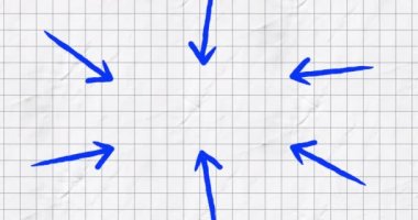 Arka plandaki kare beyaz kağıtta kış satışı metnini gösteren oklar. Retro perakende ve tasarruf konsepti dijital olarak oluşturulmuş video.