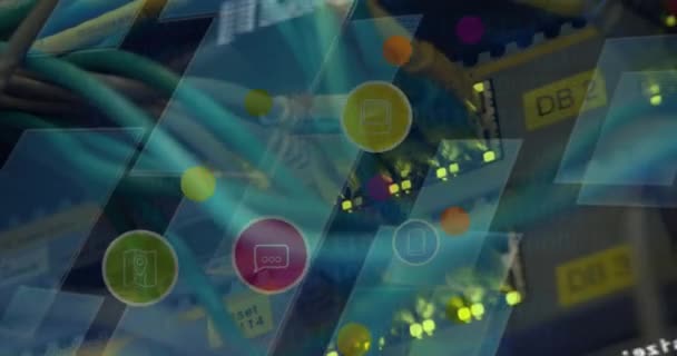 Анимация Обработки Научных Данных Серверной Глобальная Наука Технологии Цифровые Интерфейсы — стоковое видео