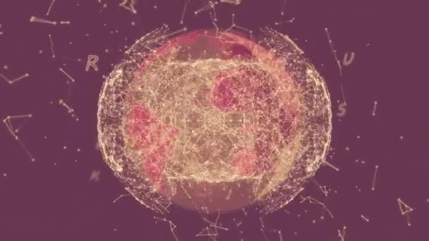 Animation Réseau Connexions Lettres Sur Fond Noir Concept Global Science — Video