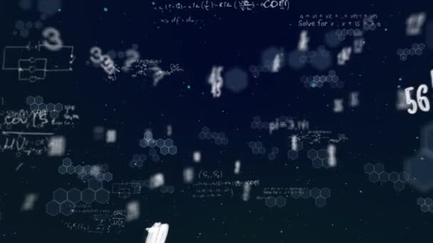 Анимация Математических Уравнений Чисел Черном Фоне Глобальная Наука Технологии Цифровые — стоковое видео