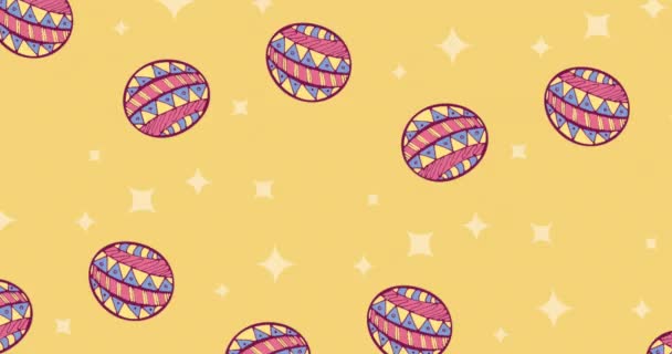 Easter 텍스트 애니메이션 과노란 배경에 Easter 복고풍 디지털 비디오 — 비디오