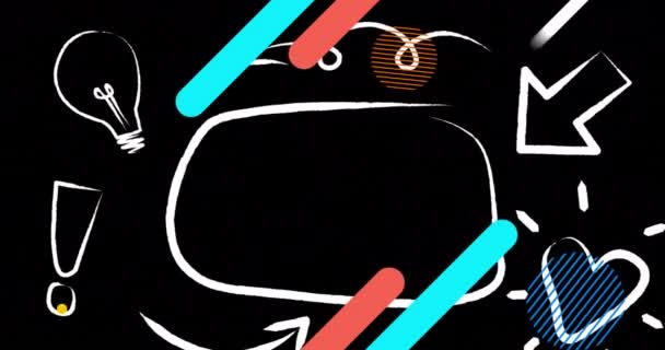 Animatie Van Spraakzeepbel Met Kopieerruimte Pulserende Vormen Pictogrammen Zwarte Achtergrond — Stockvideo