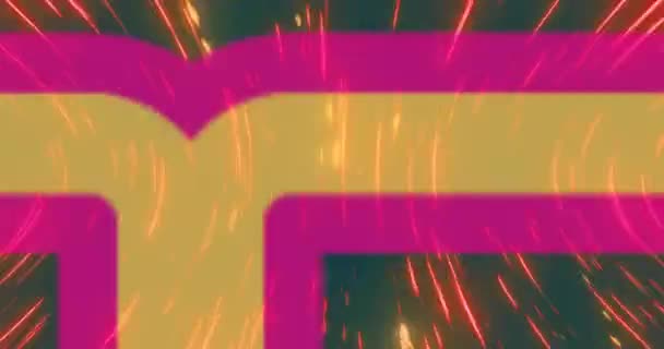 Animation Percent Text Orange Pink Neon Letters Light Trails Background — Stock Video