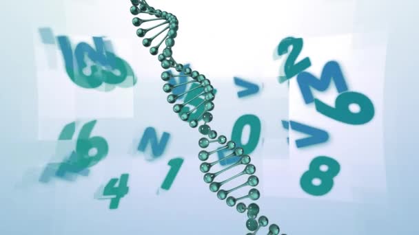 Animazione Numeri Ceppo Dna Sfondo Bianco Scienza Globale Tecnologia Concetto — Video Stock