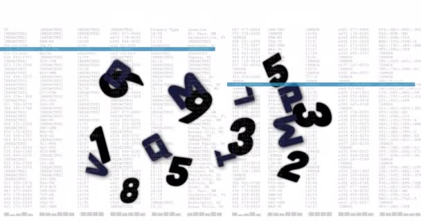Animation Numbers Data Processing White Background Global Science Technology Digital — Stock Video