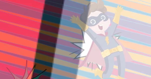 Анимация Текста Продажи Розовыми Буквами Ретро Речевом Пузыре Супергероях Полосах — стоковое видео
