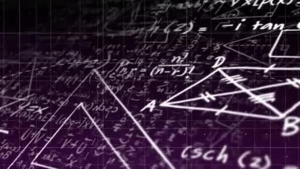 Animación Ecuaciones Matemáticas Flotantes Sobre Fondo Negro Concepto Global Ciencia — Vídeos de Stock